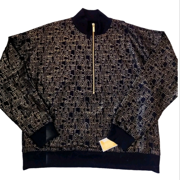 Michael kors women's 1/2 zip sweatshirt monogram logo Size XL allover monogram l - Picture 1 of 3